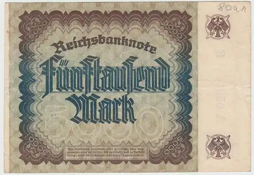 (D1026) Geldschein Reichsbanknote, 5.000 Mark 1922