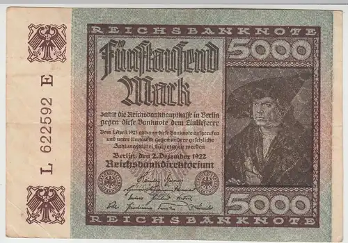 (D1027) Geldschein Reichsbanknote, 5.000 Mark 1922