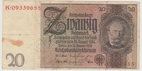 (D1035) Geldschein Reichsbanknote, 20 Mark 1929