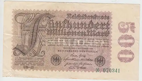(D1041) Geldschein Reichsbanknote, 500 Millionen Mark 1923, Inflation
