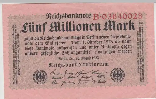 (D1045) Geldschein Reichsbanknote, 5 Millionen Mark 1923, Inflation