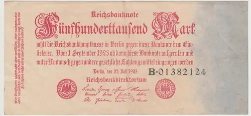 (D1049) Geldschein Reichsbanknote, 500.000 Mark 1923, Inflation