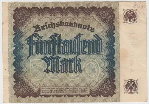 (D1052) Geldschein Reichsbanknote, 5.000 Mark 1922