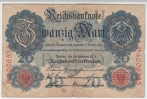 (D1061) Geldschein Reichsbanknote, 20 Mark 1914
