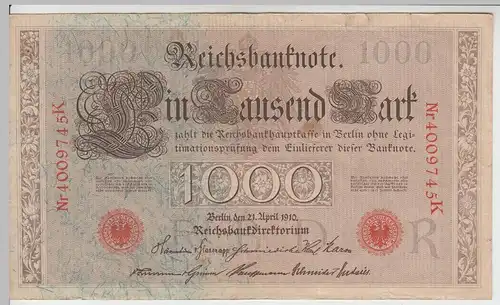 (D1063) Geldschein Reichsbanknote, 1.000 Mark 1910