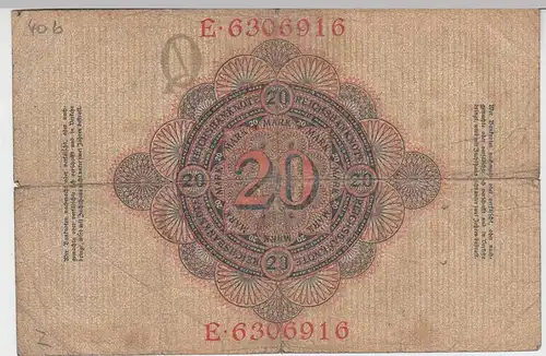 (D1067) Geldschein Reichsbanknote, 20 Mark 1910
