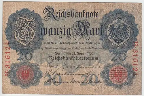 (D1068) Geldschein Reichsbanknote, 20 Mark 1910