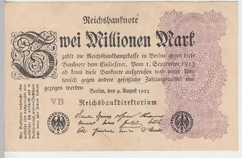 (D1074) Geldschein Reichsbanknote, 2 Millionen Mark 1923, Inflation