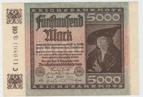 (D1077) Geldschein Reichsbanknote, 5.000 Mark 1922