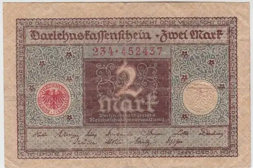 (D1083) Geldschein Darlehnskassenschein, 2 Mark 1920