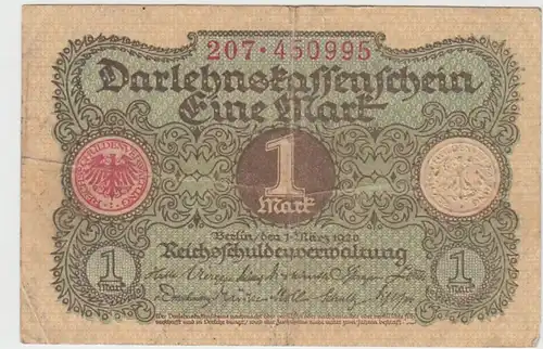 (D1084) Geldschein Darlehnskassenschein, 1 Mark 1920