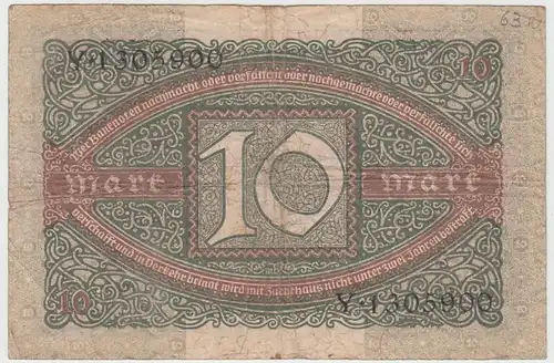 (D1085) Geldschein Reichsbanknote, 10 Mark 1920