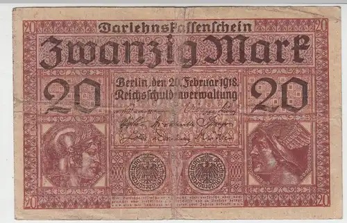 (D1086) Geldschein Darlehnskassenschein, 20 Mark 1918
