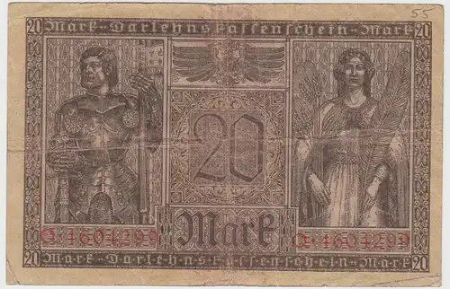 (D1086) Geldschein Darlehnskassenschein, 20 Mark 1918