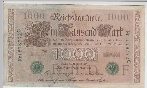 (D1089) Geldschein Reichsbanknote, 1.000 Mark 1910