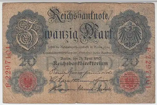 (D1093) Geldschein Reichsbanknote, 20 Mark 1910