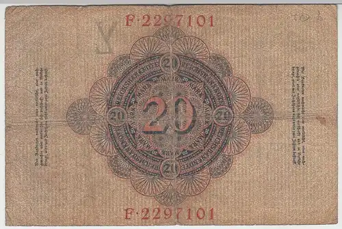 (D1093) Geldschein Reichsbanknote, 20 Mark 1910
