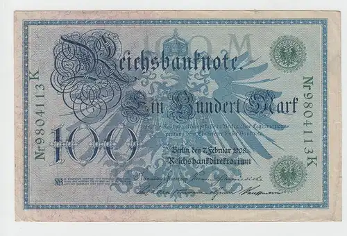 (D1094) Geldschein Reichsbanknote, 100 Mark 1908