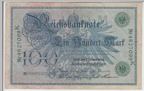 (D1095) Geldschein Reichsbanknote, 100 Mark 1908