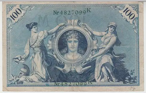 (D1095) Geldschein Reichsbanknote, 100 Mark 1908