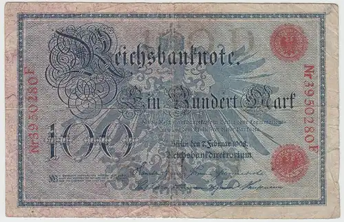 (D1102) Geldschein Reichsbanknote, 100 Mark 1908