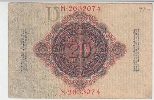 (D1103) Geldschein Reichsbanknote, 20 Mark 1914
