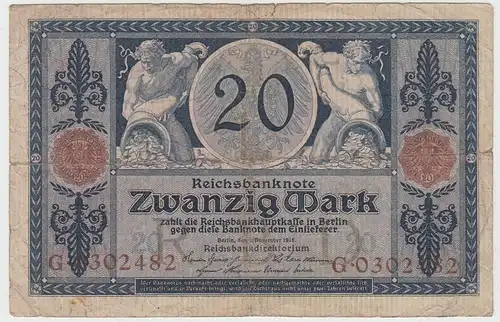 (D1105) Geldschein Reichsbanknote, 20 Mark 1918