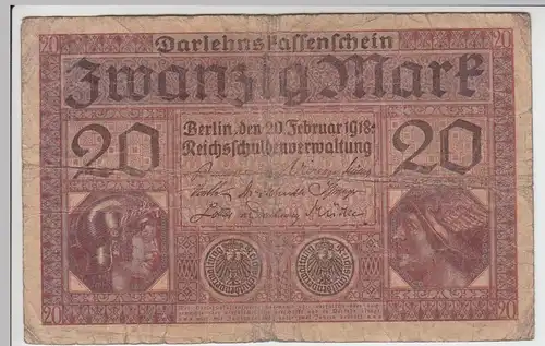 (D1106) Geldschein Darlehnskassenschein, 20 Mark 1918