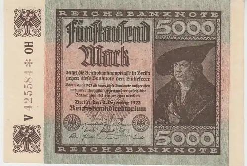 (D1116) Geldschein Reichsbanknote, 5.000 Mark 1922