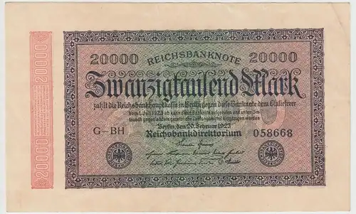 (D1117) Geldschein Reichsbanknote, 20.000 Mark 1923, Inflation