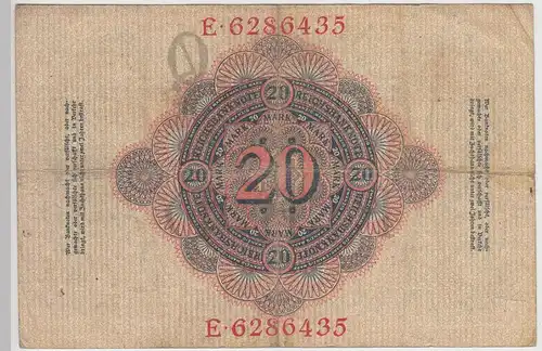 (D1164) Geldschein Reichsbanknote 20 Mark 1910
