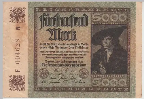 (D1166) Geldschein Reichsbanknote 5000 Mark 1922