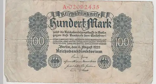 (D1168) Geldschein Reichsbanknote 100 Mark 1922