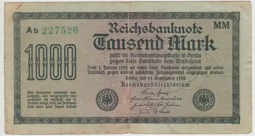 (D1172) Geldschein Reichsbanknote 1000 Mark 1922