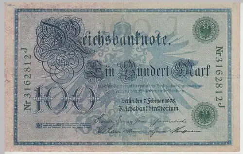 (D1174) Geldschein Reichsbanknote 100 Mark 1908