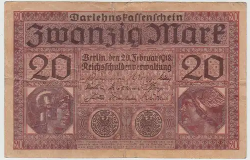(D1178) Geldschein Darlehenskassenschein 20 Mark 1918