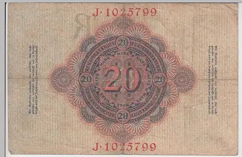 (D1180) Geldschein Reichsbanknote 20 Mark 1910
