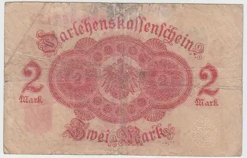 (D1183) Geldschein Darlehenskassenschein 2 Mark 1914