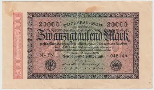 (D1191) Geldschein Reichsbanknote 20.000 Mark 1923