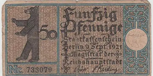 (D1197) Geldschein Berlin Wedding 50 Pfennige 1921