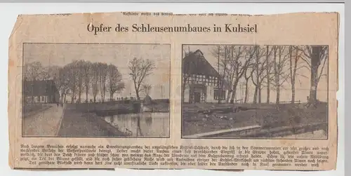 (D1215) Zeitungsausschnitt über Schleusenumbau Kuhsiel 1930er