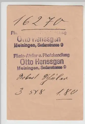 (D1220) Papierhülle m. Stempel Photoatelier Otto Henssgen, Meiningen