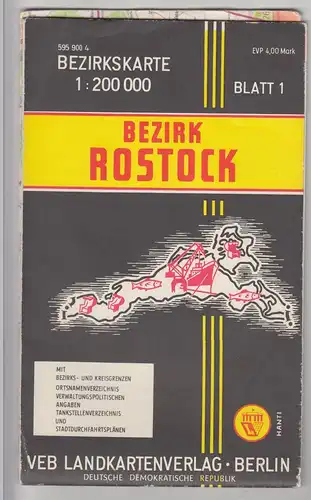 (D1237) Landkarte Bezirk Rostock 1:200000 DDR