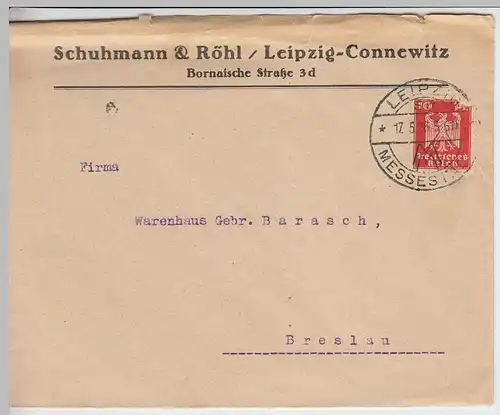 (B1148) Bedarfsbrief DR, Schuhmann & Röhl, Leipzig-Connewitz, 1926