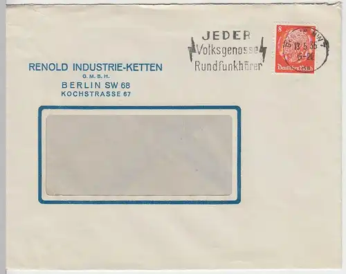 (B1223) Bedarfsbrief DR, Renold Industrie-Ketten G.m.b.H., Gerlin 1935