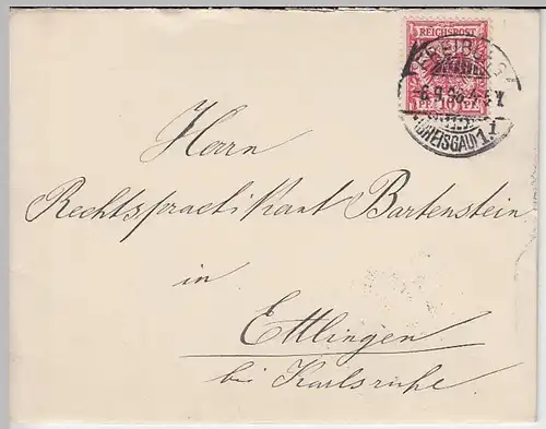 (B1293) Bedarfsbrief Reichspost, inkl. Inhalt, Stempel Freiburg (Br.) 1896
