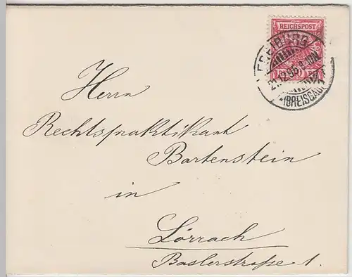 (B1297) Bedarfsbrief Reichspost, inkl. Inhalt, Stempel Freiburg (Br.) 1895