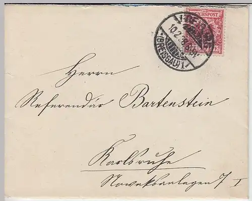 (B1299) Bedarfsbrief Reichspost, inkl. Inhalt, Stempel Freiburg (Br.) 1898