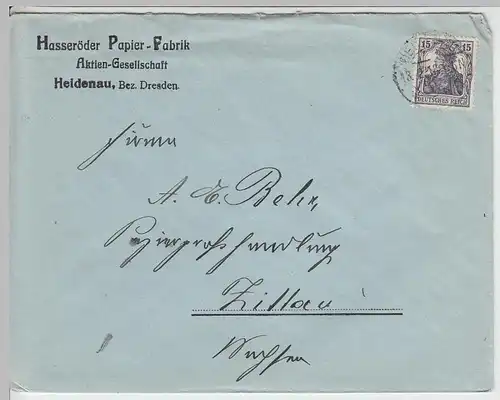 (B1315) Bedarfsbrief DR, Hasseröder Papier-Fabrik, Heidenau, 1918