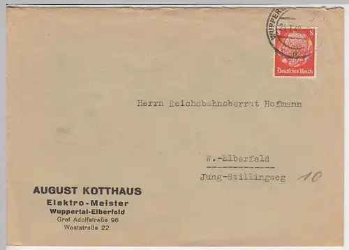 (B1527) Bedarfsbrief DR, Fa. August Kotthaus, Wuppertal-Elberfeld 1942
